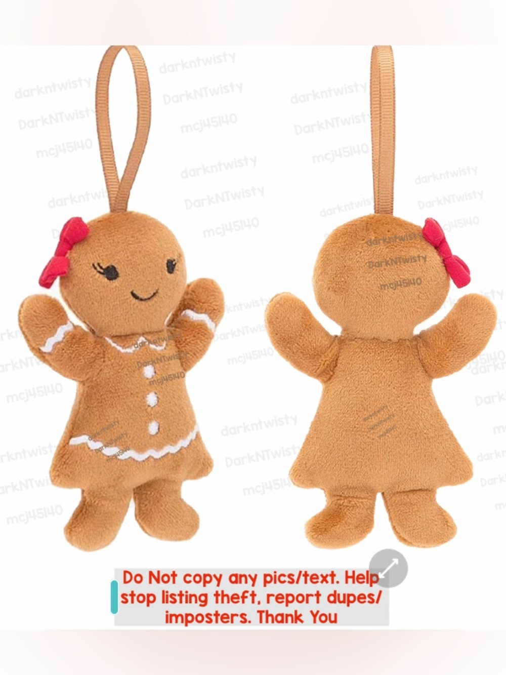 RETIRED BNWT JELLYCAT FESTIVE FOLLY GINGERBREAD RUBY (only) Original release!